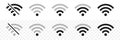 Wi-fi wireless icons. Visualization of Wi-fi connection signal quality. Internet connection. Vector